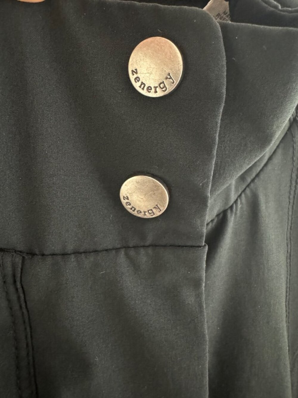 Chico's‎ Zenergy Black Zip Snap Jacket Pockets Size 1 = Medium/8 Golf 3/4 Sleeve - Picture 2 of 9